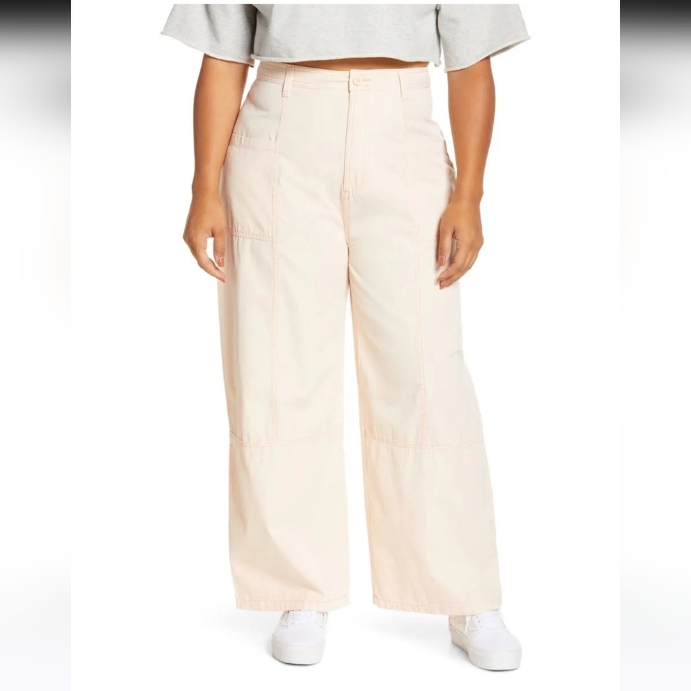 BP Women's Cotton Twill Cargo Pants Plus Size 2X Pink Creole Bottoms